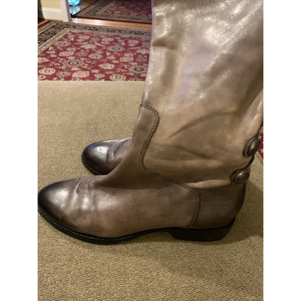 Arturo Chiang Brown Distressed Leather Wedge Knee High Tall Boots Womens 7.5 (TD